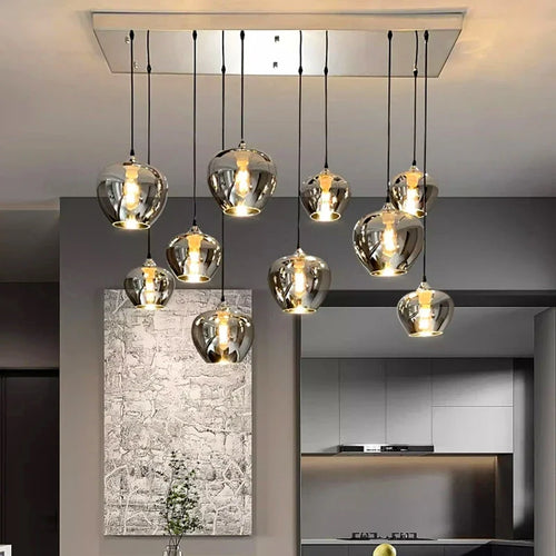 Glass chandelier for elegant indoor lighting - vue 3 sur 7