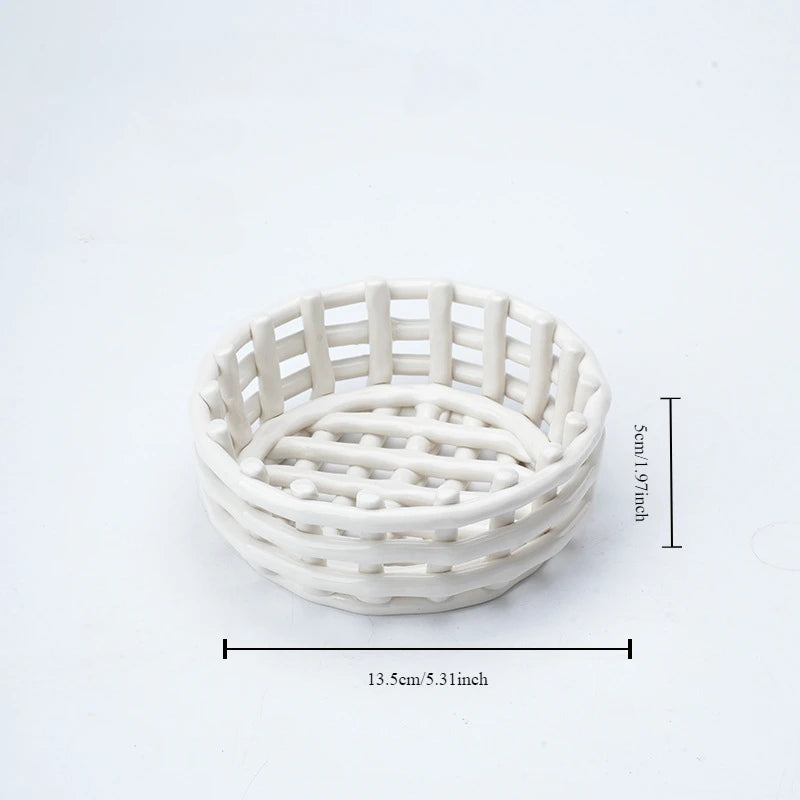 ceramic woven storage basket for decor and various uses