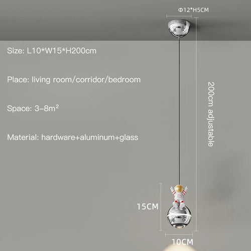 Modern LED astronaut design pendant light - vue 10 sur 18