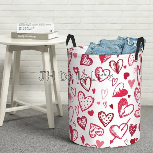 foldable love hearts laundry basket for storage - vue 10 sur 12