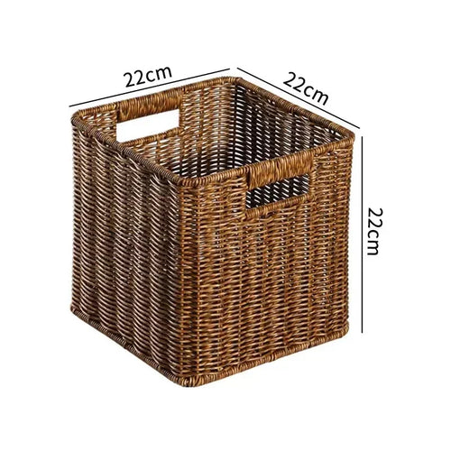 Strong Rectangle Woven Storage Basket with Handles, Waterproof Plastic Baskets for Home Toy Storage, Nest - vue 12 sur 15