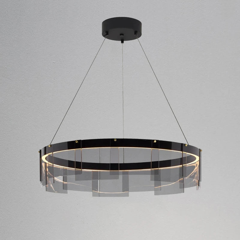 Modern Nordic smoked glass LED pendant chandelier - vue 3 sur 9
