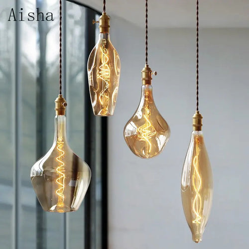 Retro glass pendant light in modern minimalist style - vue 2 sur 10