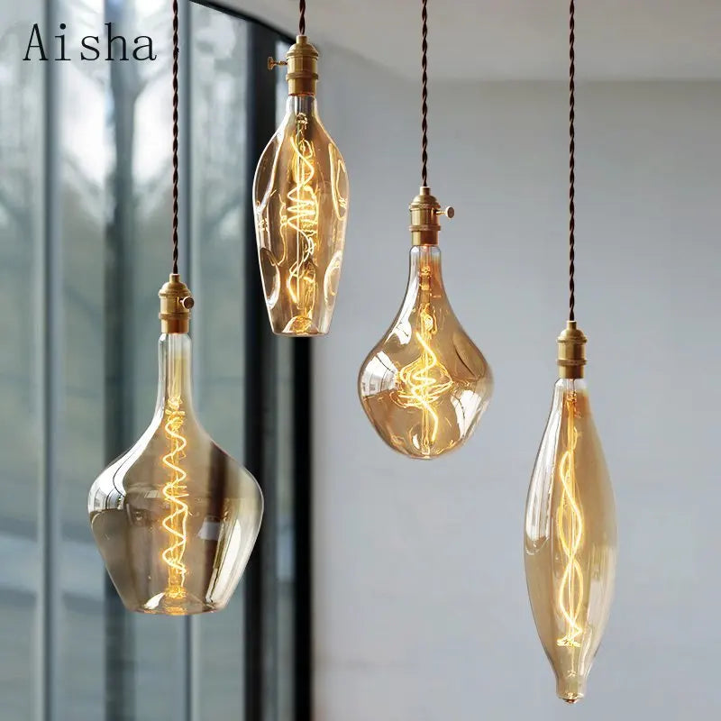 Retro glass pendant light in modern minimalist style