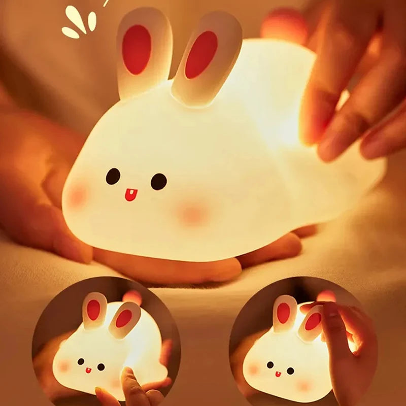 Rechargeable USB LED night light in silicone with cartoon animals