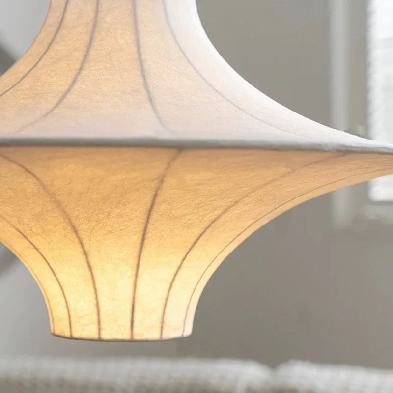 Wabi sabi design silk pendant light for interior decor - vue 4 sur 8