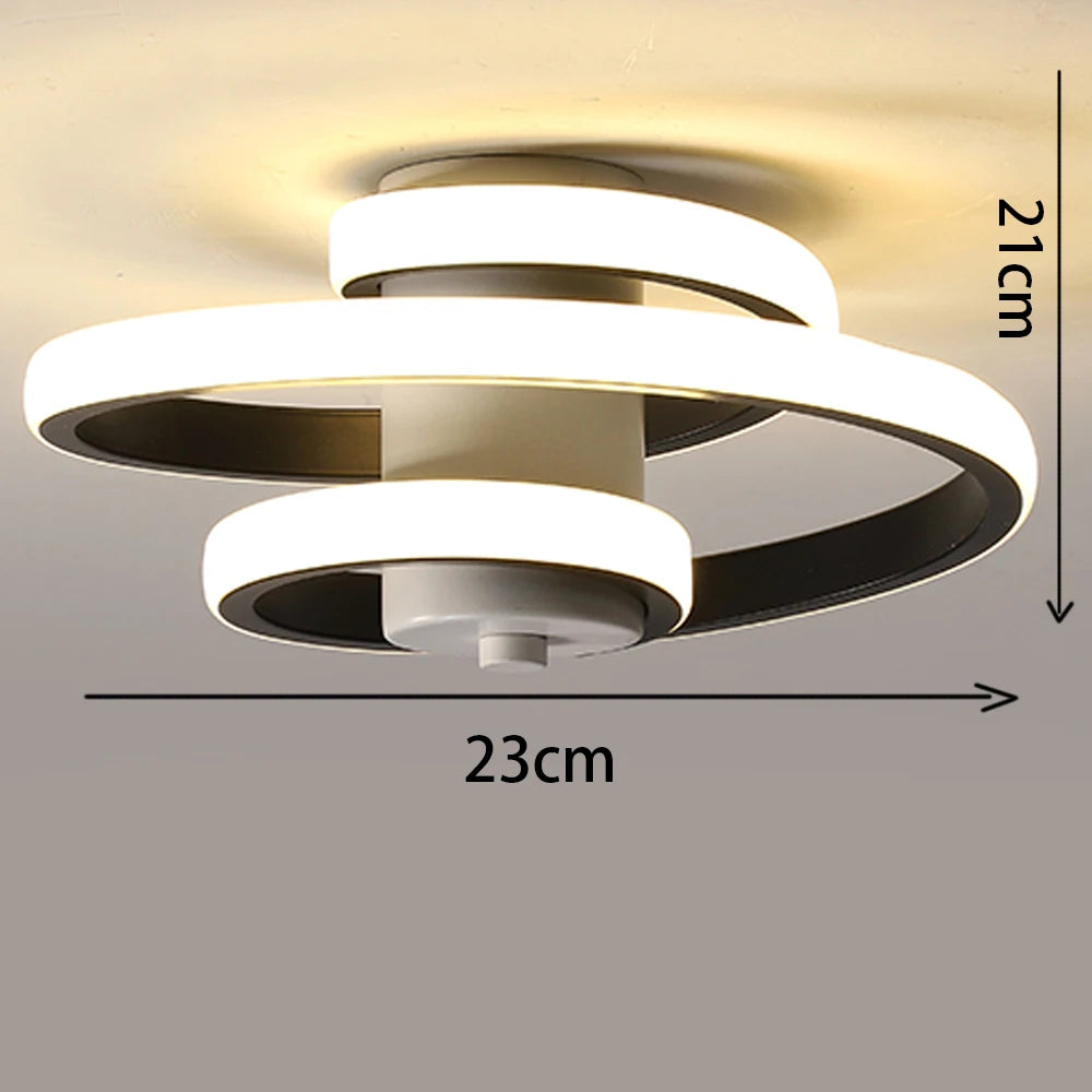 modern spiral LED ceiling light for a minimalist interior