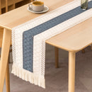 Decorative cotton and linen checkered table runner