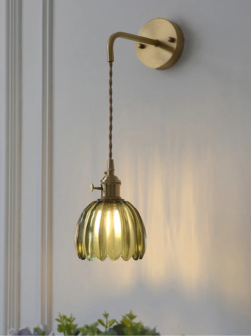 Retro Japanese style floral glass wall light - vue 4 sur 18