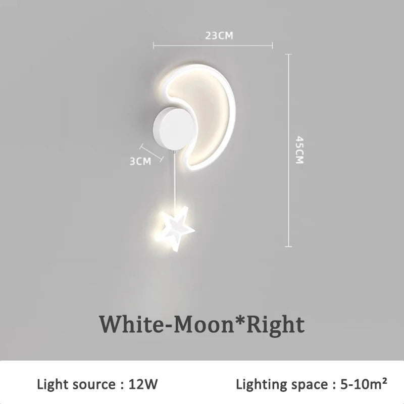 creative stars moon and clouds wall light for children - vue 10 sur 16