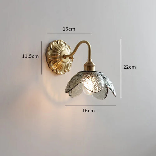 Modern smoked grey glass LED wall light copper indoor