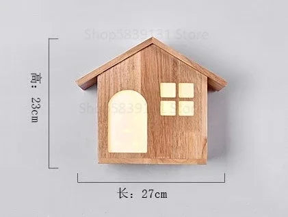Modern creative wooden wall light for children - vue 9 sur 8