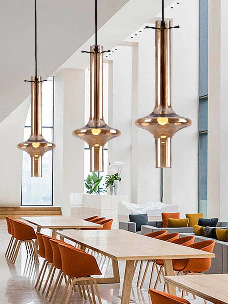 Creative bamboo joint glass chandelier for interior decoration