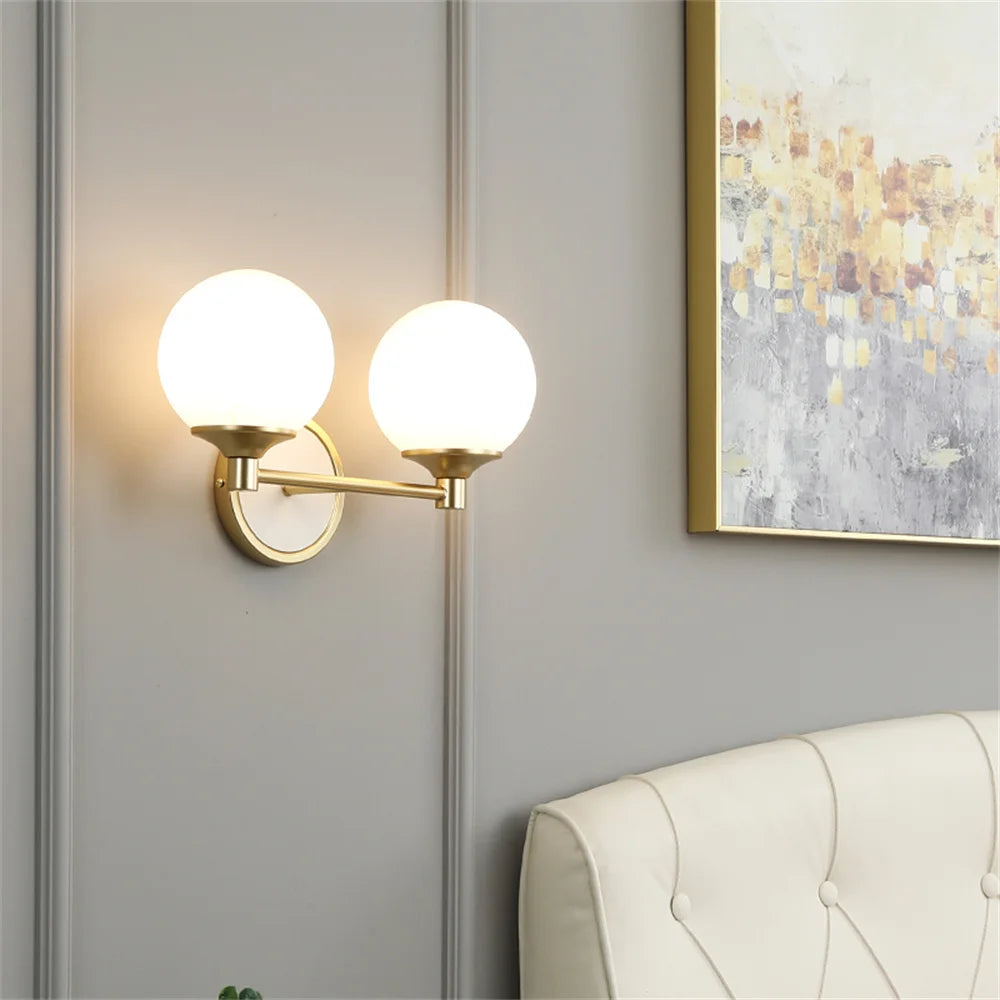Modern Nordic style double head glass wall light - vue 5 sur 8