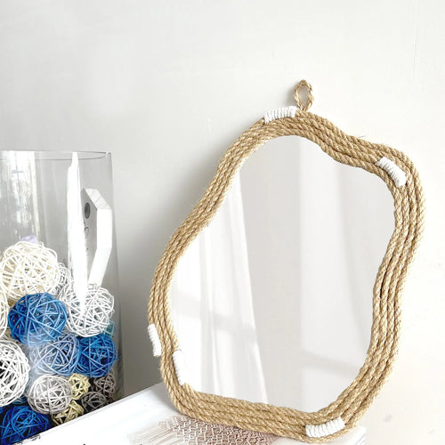 Handwoven Nordic decorative wall mirror creative and original - vue 7 sur 7