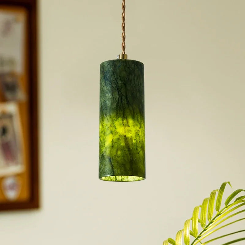 Natural jade chandelier with creative retro medieval style for interior decor