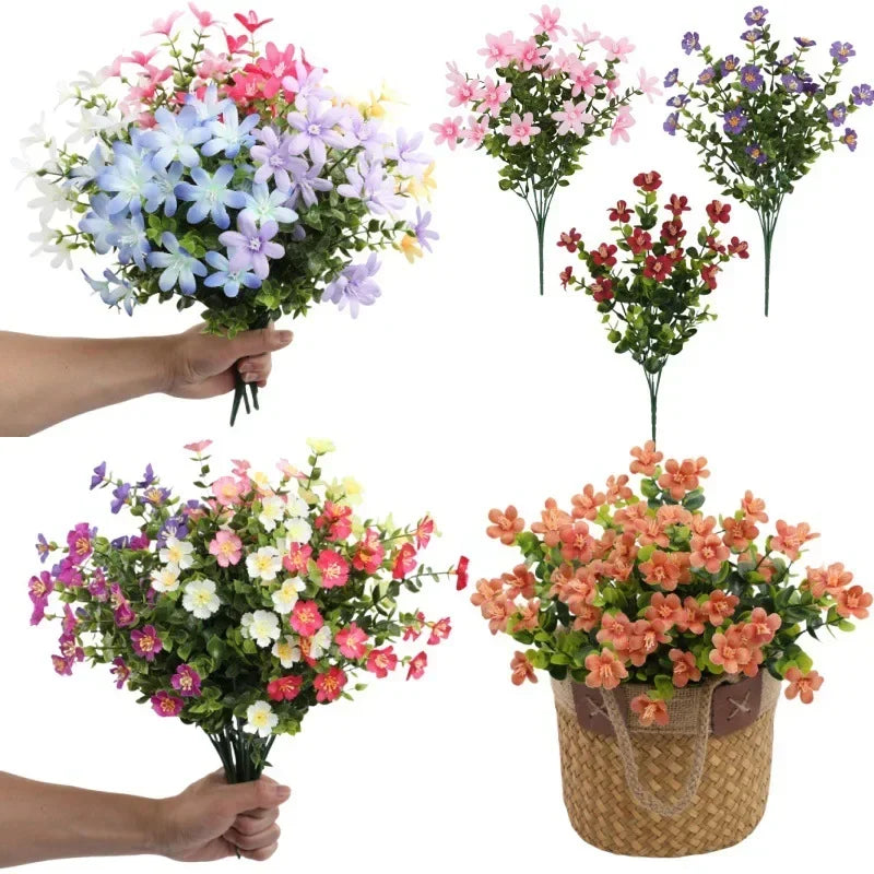 Set of 3 artificial silk eucalyptus bouquets for indoor decoration - vue 3 sur 24