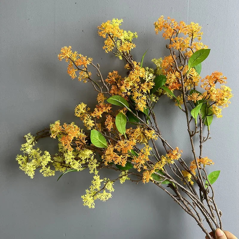 Set of 2 decorative artificial snow willow flowers