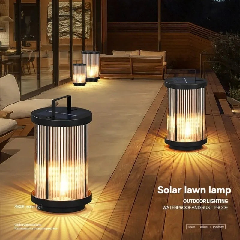 Outdoor waterproof solar glass garden floor lamp