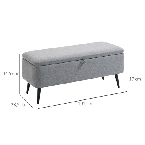 HOMCOM storage bench upholstered in linen with flip cover 101x38,5x44,5 cm - vue 4 sur 6