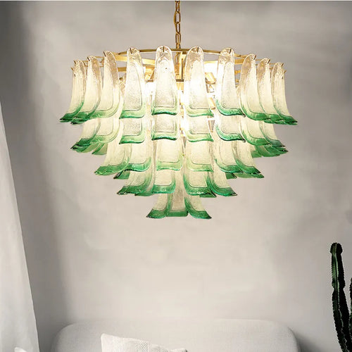 Luxury glass chandelier with suspended LED pendant - vue 2 sur 9