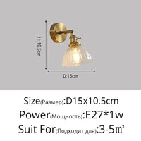 Nordic copper wall light with glass LED shade