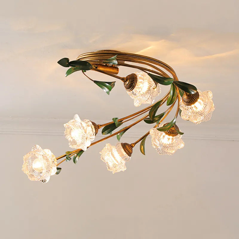 Nordic glass flower ceiling light viridiplantae LED