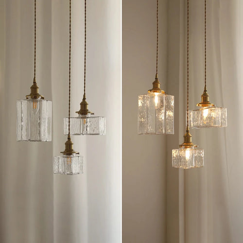 Modern minimalist Japanese glass chandelier with LED lighting - vue 7 sur 9