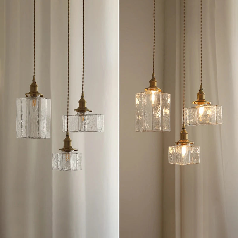 Modern minimalist Japanese glass chandelier with LED lighting - vue 6 sur 9