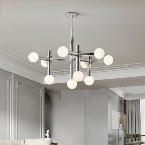 Modern Nordic design glass and metal chandelier - vue 5 sur 7