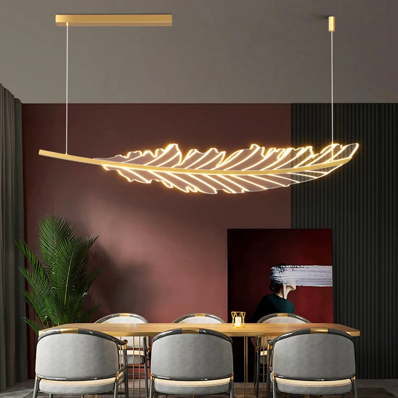 Dimmable acrylic feather-shaped chandelier