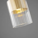 Modern brass chandelier with clear glass and adjustable wire