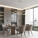 Modern LED chandelier with remote control, elegant curved design