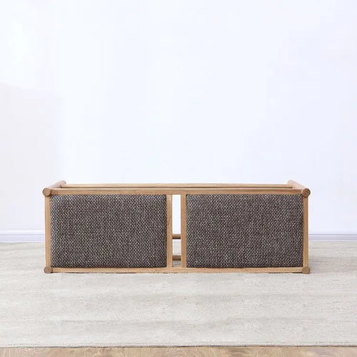 Nordic solid wood bench with braided rope simple design - vue 6 sur 6