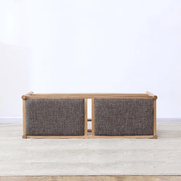 Nordic solid wood bench with braided rope simple design - vue 6 sur 6