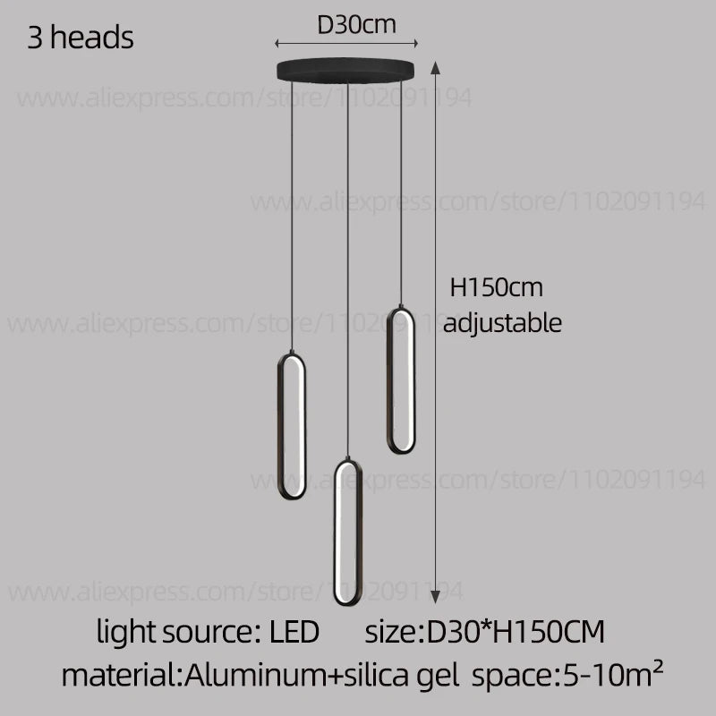 Minimalist oval LED chandelier for duplex, hotel, penthouse