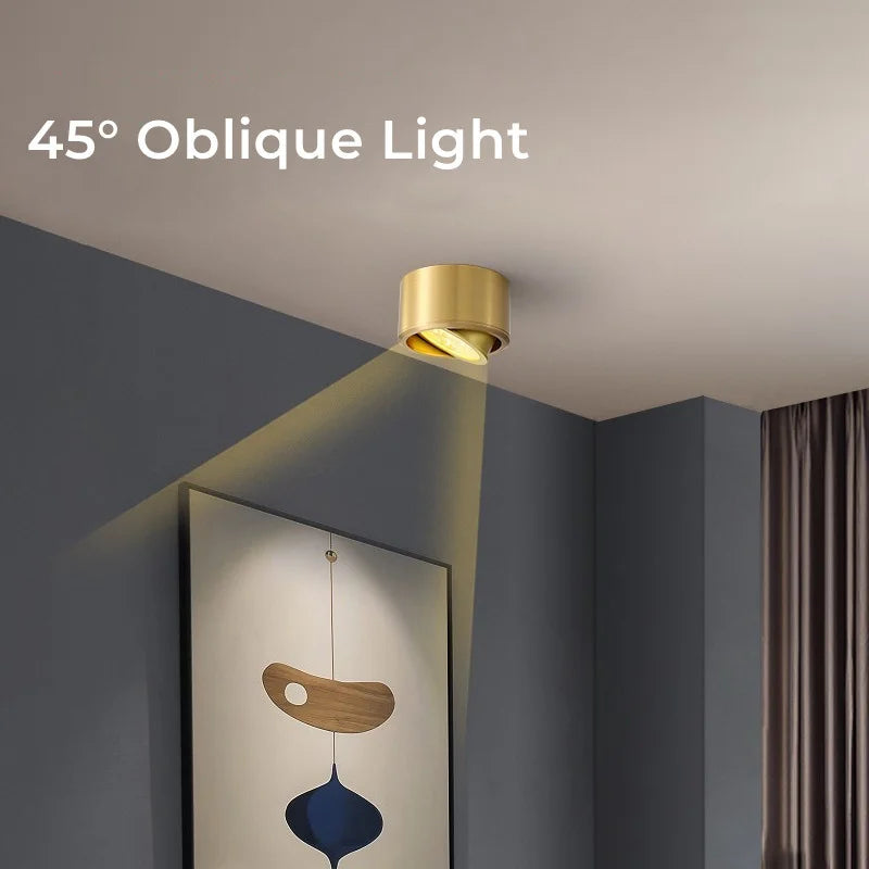 Adjustable copper LED downlight with COB spotlights for home decor