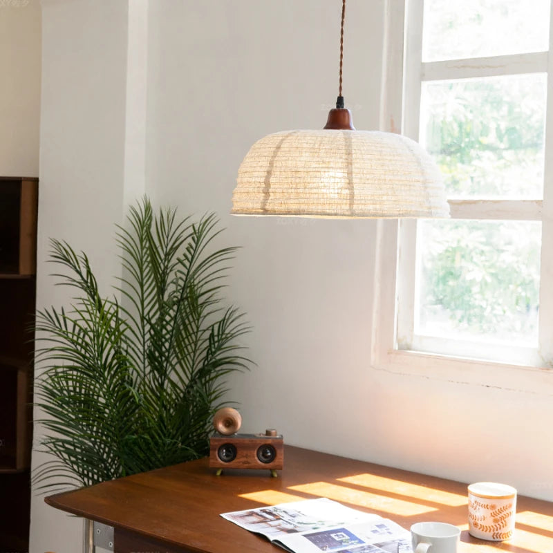 Retro linen pendant light for nostalgic ambiance in commercial spaces