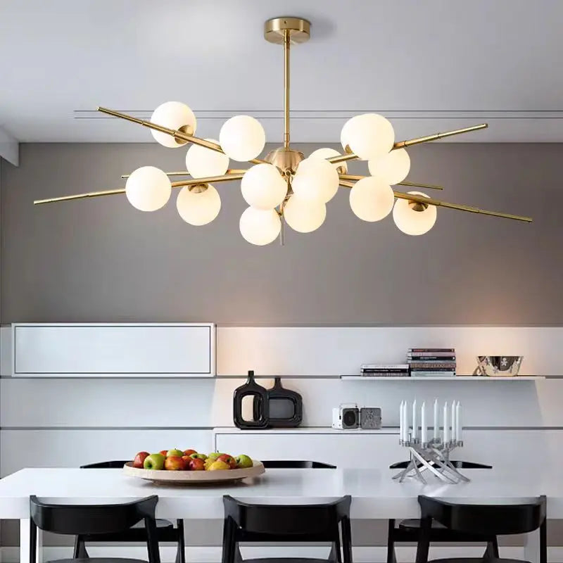 2024Modern Glass Ball LED Chandelier for Living room Dining Room Lighting Fixture Gold/black Pendant Lamp Chandelier ,Samsarah Lighting