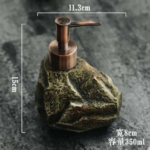 Realistic Ceramic Soap Dispenser - Stone-Like Hand Sanitizer Bottle with Pump, Luxury Shampoo and Shower Gel Refill Bottle - vue 8 sur 8