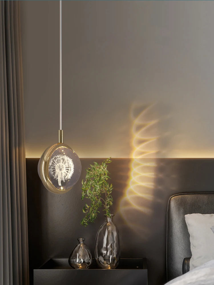 Modern LED crystal ball pendant light for interiors - vue 4 sur 10