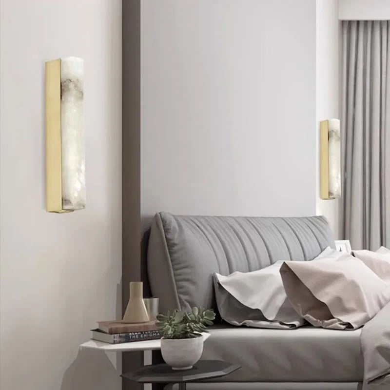 Long marble wall light in Chinese style - vue 3 sur 7