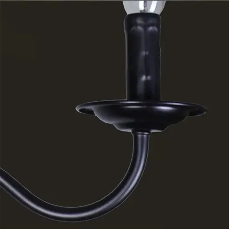 Retro industrial iron candle-style chandelier for interior decor - vue 6 sur 11