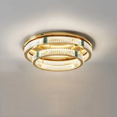 Modern round crystal chandelier with three LED layers