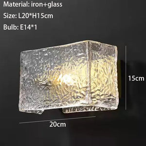 Square glass wall light with water pattern for modern indoor lighting