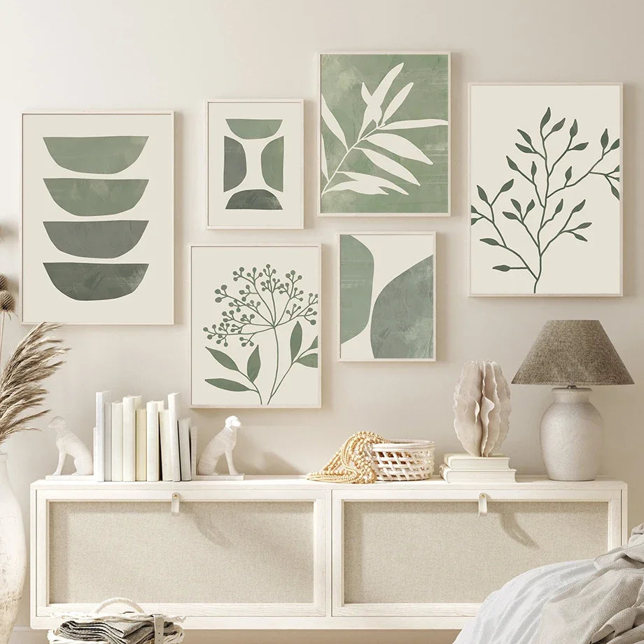 abstract geometric plant boho wall art for home decor