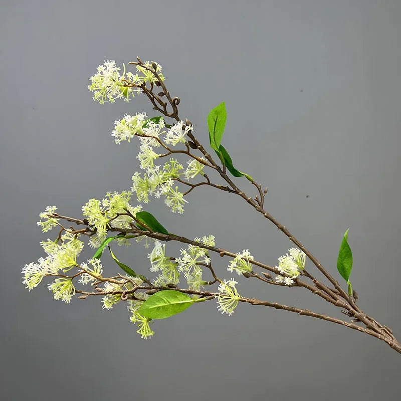 Set of 2 decorative artificial snow willow flowers