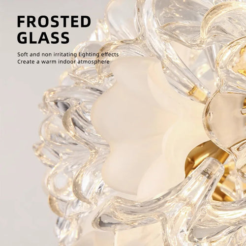 Modern flower-shaped glass chandelier for indoor lighting - vue 6 sur 17