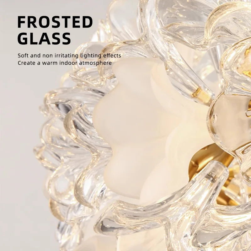 Modern flower-shaped glass chandelier for indoor lighting - vue 5 sur 17