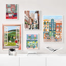 Watercolour coastal city wall art modern décor